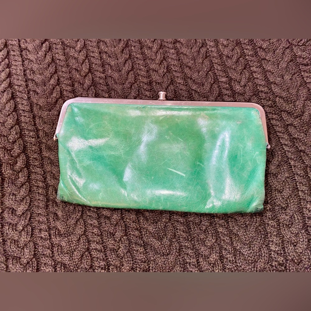 HOBO Lauren Green Leather Clutch